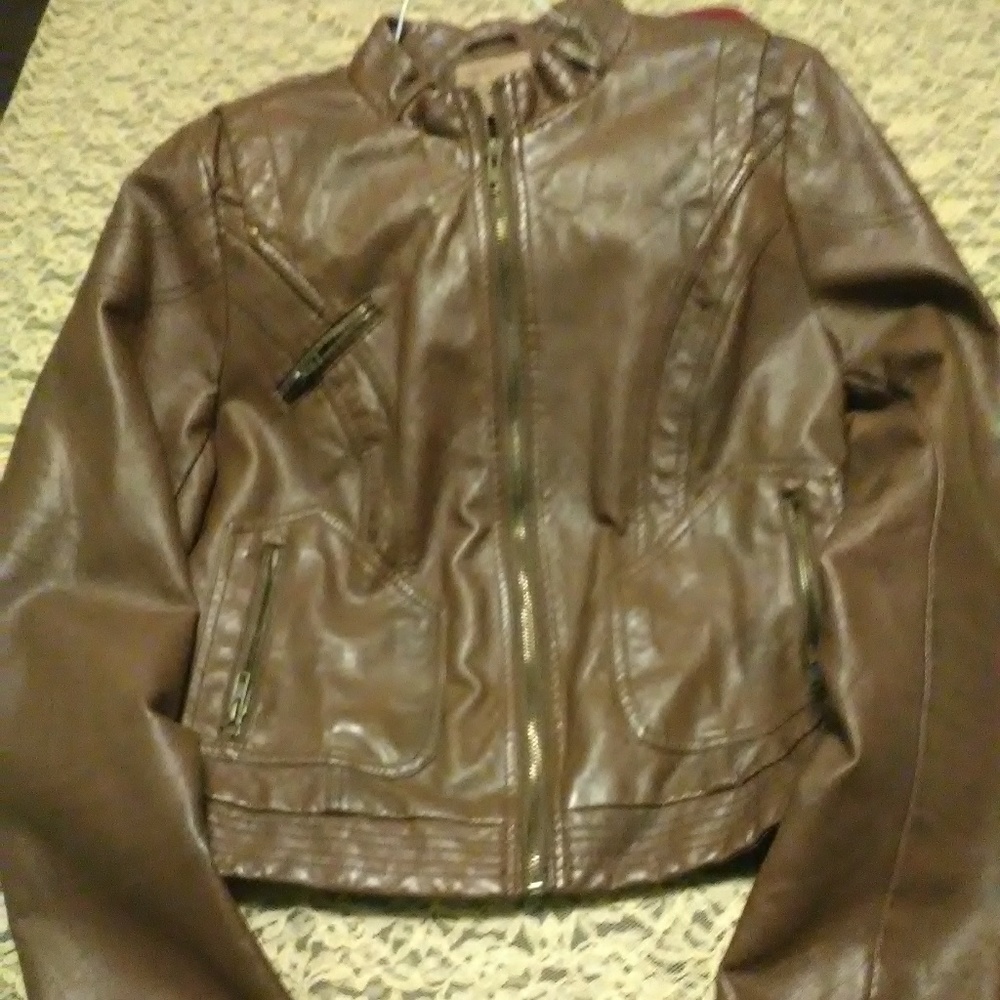 Brown faux leather jacket